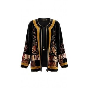 Vintage Allure Black Velvet Patchwork Jacket 2X Boho Floral Embroidered India